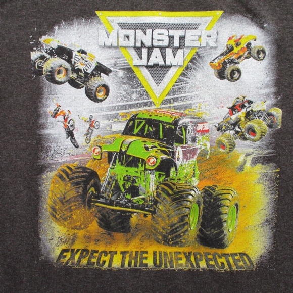 Monster Jam Grave Digger Shirt Adult Medium Heather Gray Pacific - Picture 2 of 9